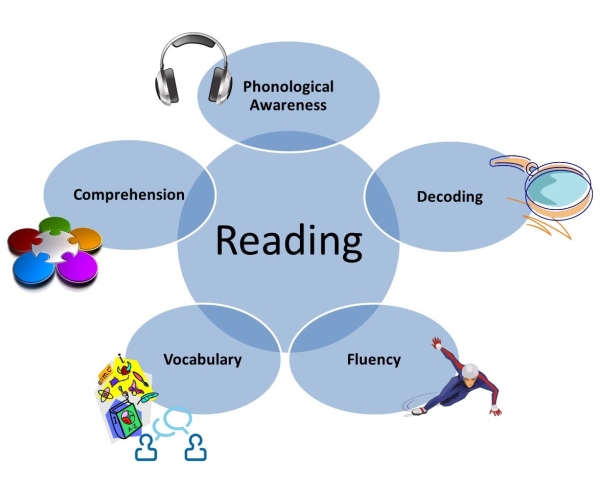 components of reading visual with icons